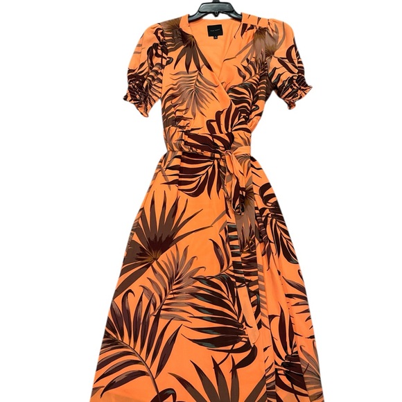 Alex Marie NWOT Tropical Orange Wrap Dress size 8 - Picture 4 of 11